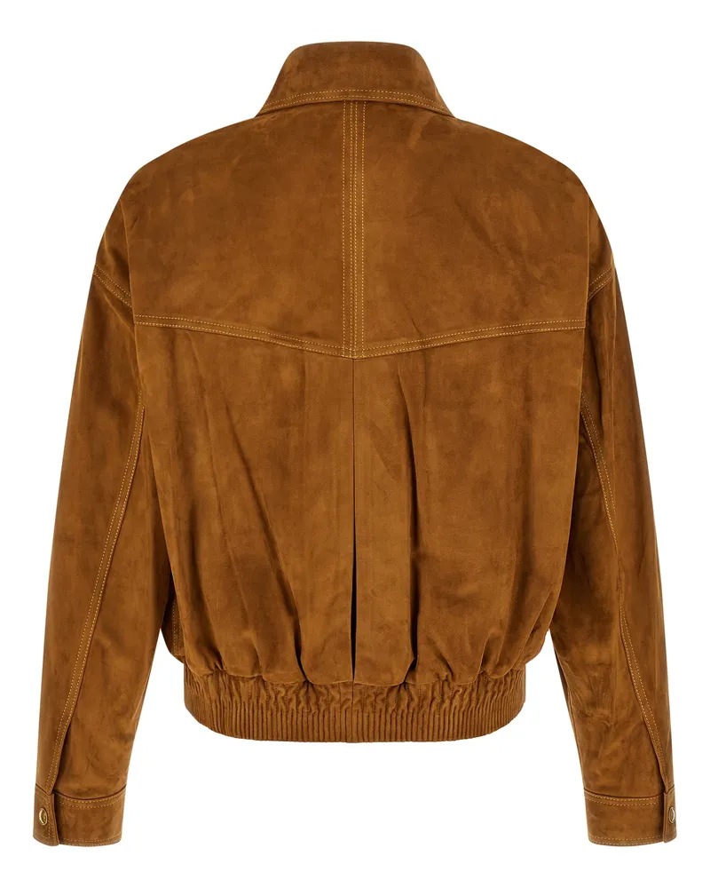 Versace Men's Brown Lamb Leather Jacket Clothing Brown