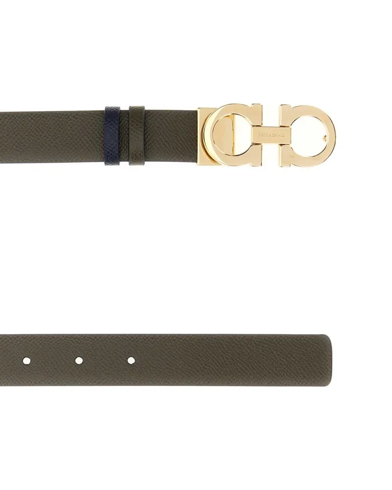Ferragamo Women's Reversible Leather Belt Green Calf Green