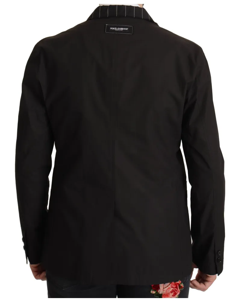 Dolce & Gabbana Men's Black Cotton Single Breasted Blazer Jacket Clothing Black
