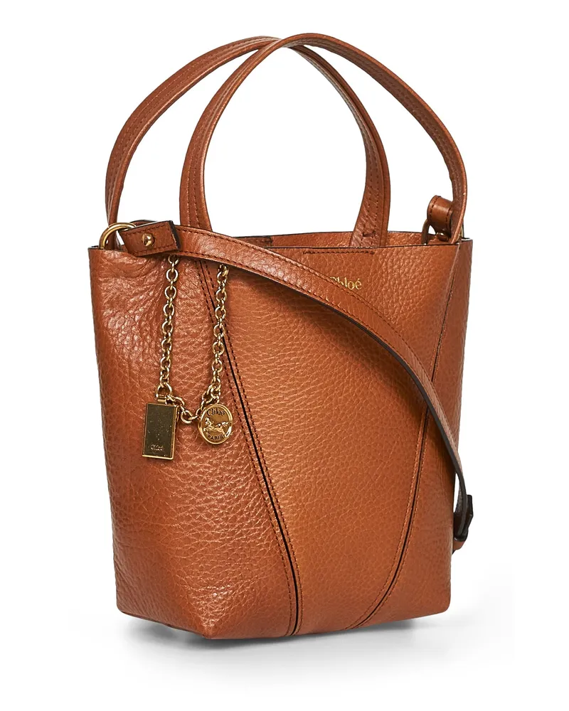 Chloé Women's Tote Bag Spin Brown Calf Leather Handbags Hand Brown