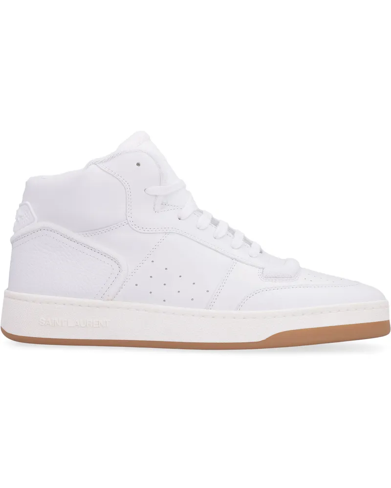 Saint Laurent Men's Mid-Top Sneakers White Calf Trainers White