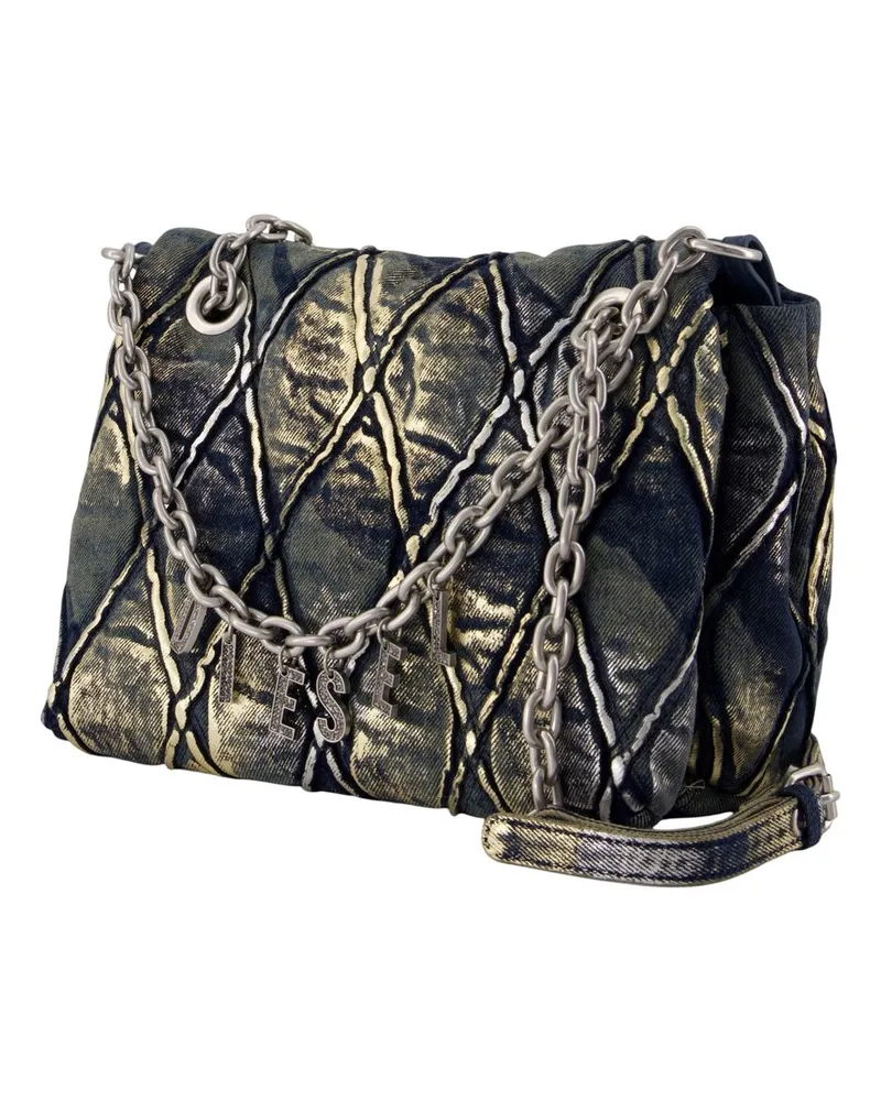 Diesel Women's Charm-D Medium Shoulder Bag -  Cotton Grey Shoulder-Hobo-Bags Gray