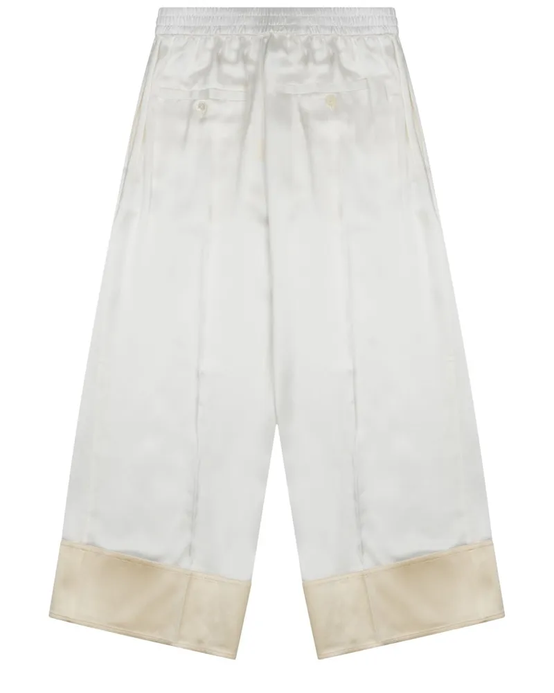 Totême Satin Wide-Leg Drawstring Trousers — White White
