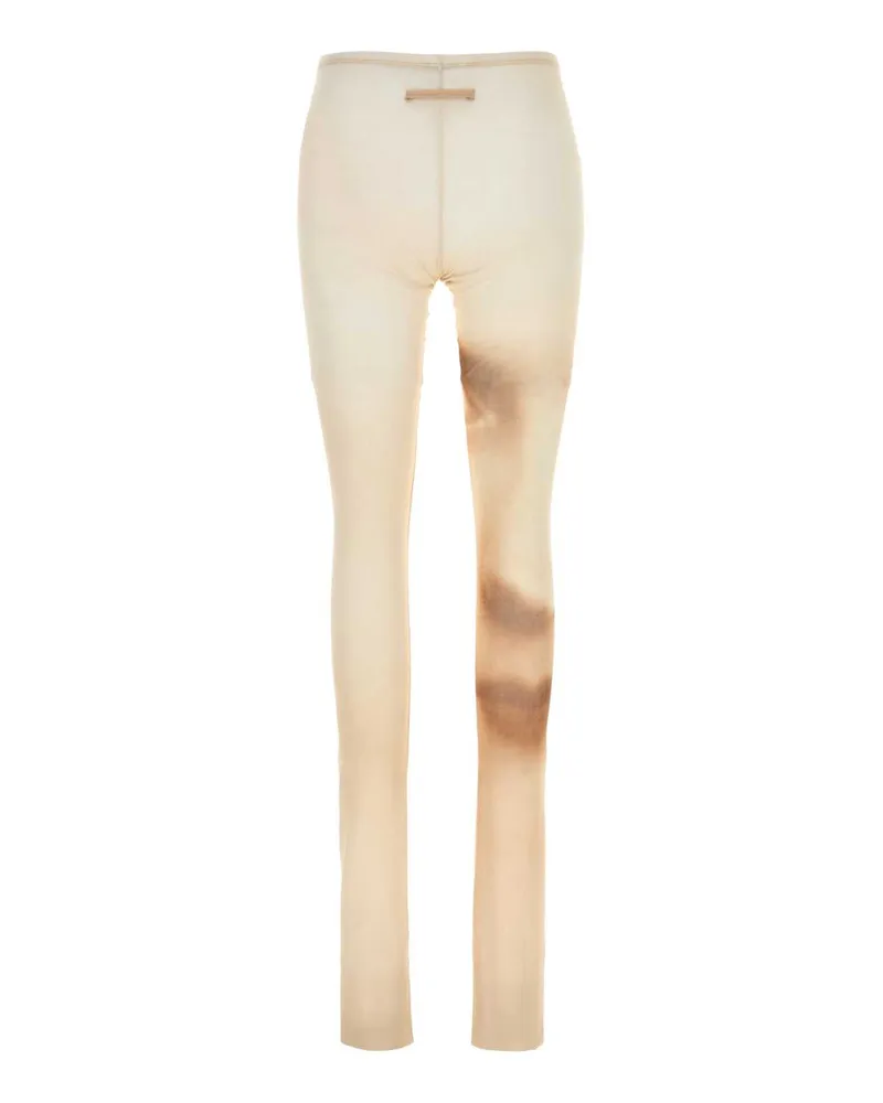 Jean Paul Gaultier Women's Printed Tulle Pant Beige Exterior: Nylon Pantaloni Trousers Beige