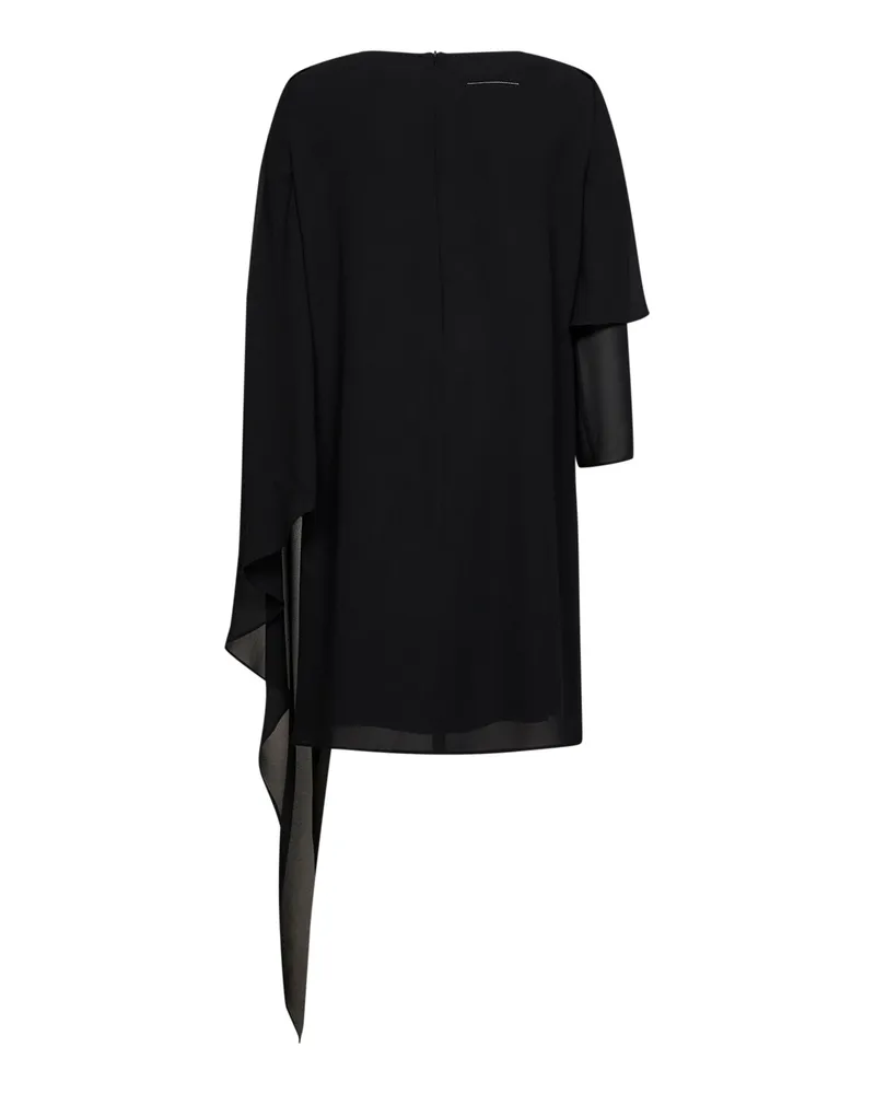 Maison Margiela Women's Short Chiffon Dress With Cape, Black Polyester Black