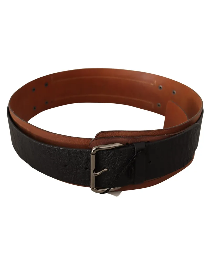 CoSTUME NATIONAL Women's Black Brown Leather Silver Buckle Accessory Brown