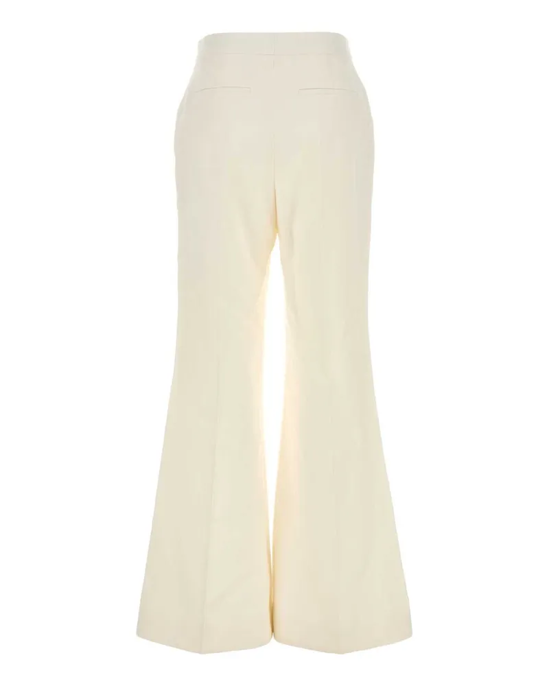 Givenchy Women's White Linen Wide-Leg Pant Offwhite Exterior: Pantaloni White