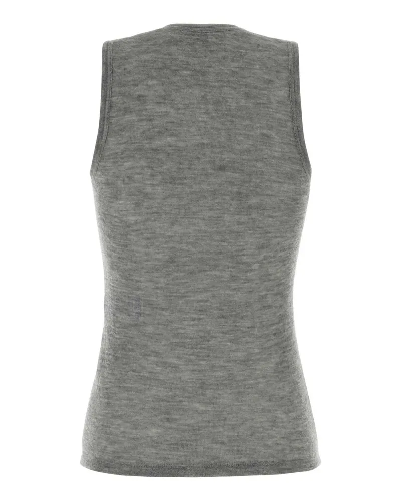 Saint Laurent Women's Melange Grey Cashmere Tank Top Grischine Exterior: Maglie Gray