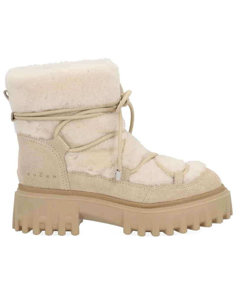 Hogan Shearling Ankle Boot — Beige Beige