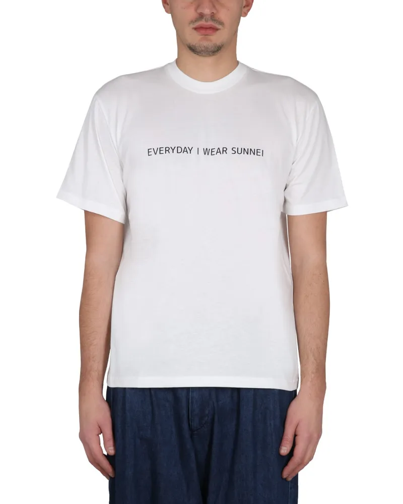 SUNNEI Logo Embossed Crewneck T-Shirt — White White
