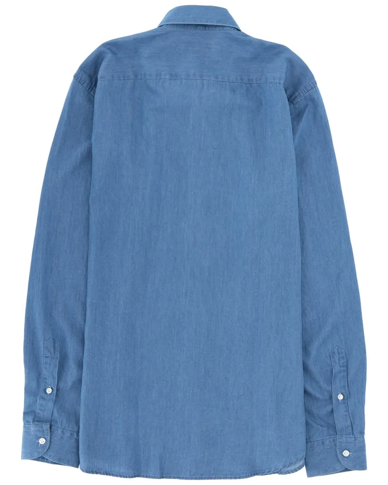 Fay 100% Cotton Denim Shirt — Blue Blue