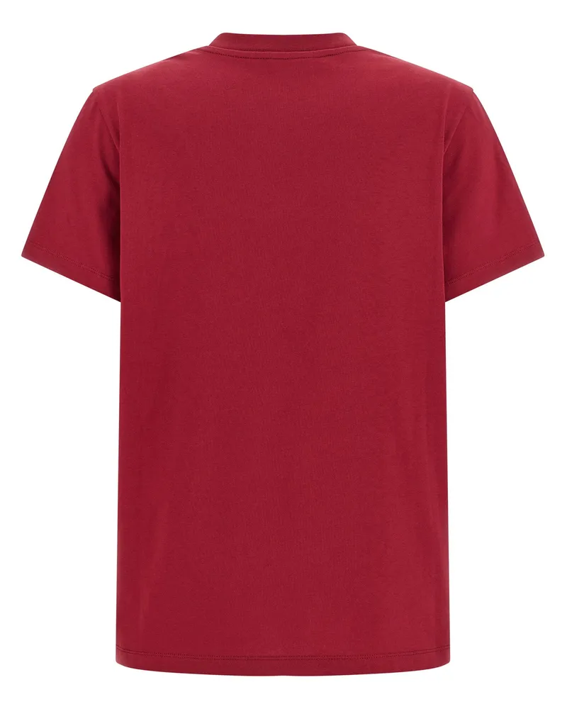 Moncler Logo-Embroidered Cotton T-shirt — Crimson Crimson