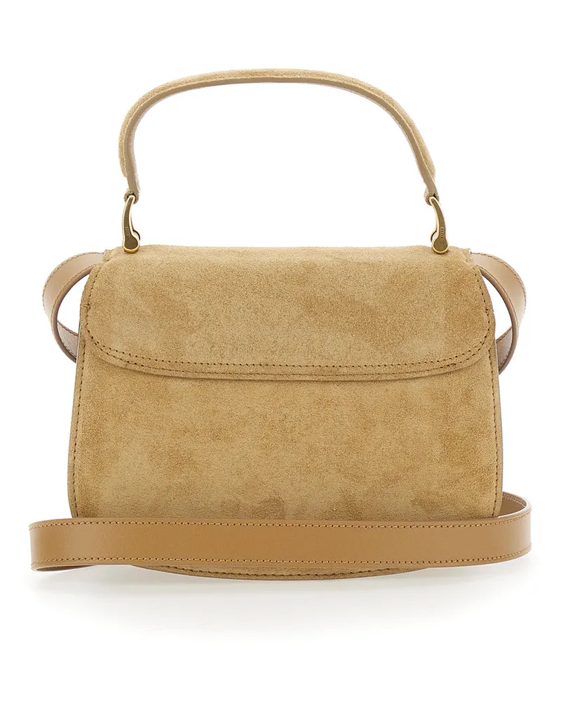 AMI Paris Women's Handbag Paris Beige Leather And Suede Handbags Hand Bags Beige