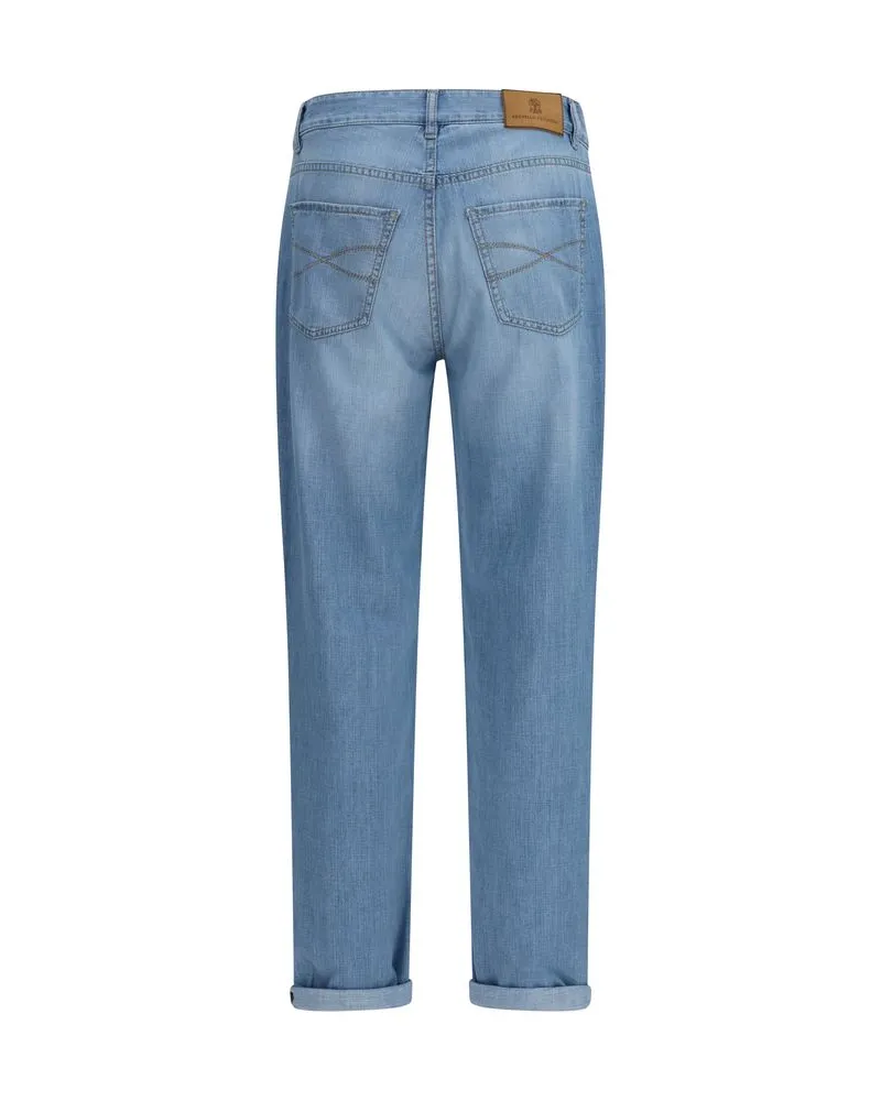Brunello Cucinelli Men's Blue Cotton Relaxed Fit Jeans Clothing Blue