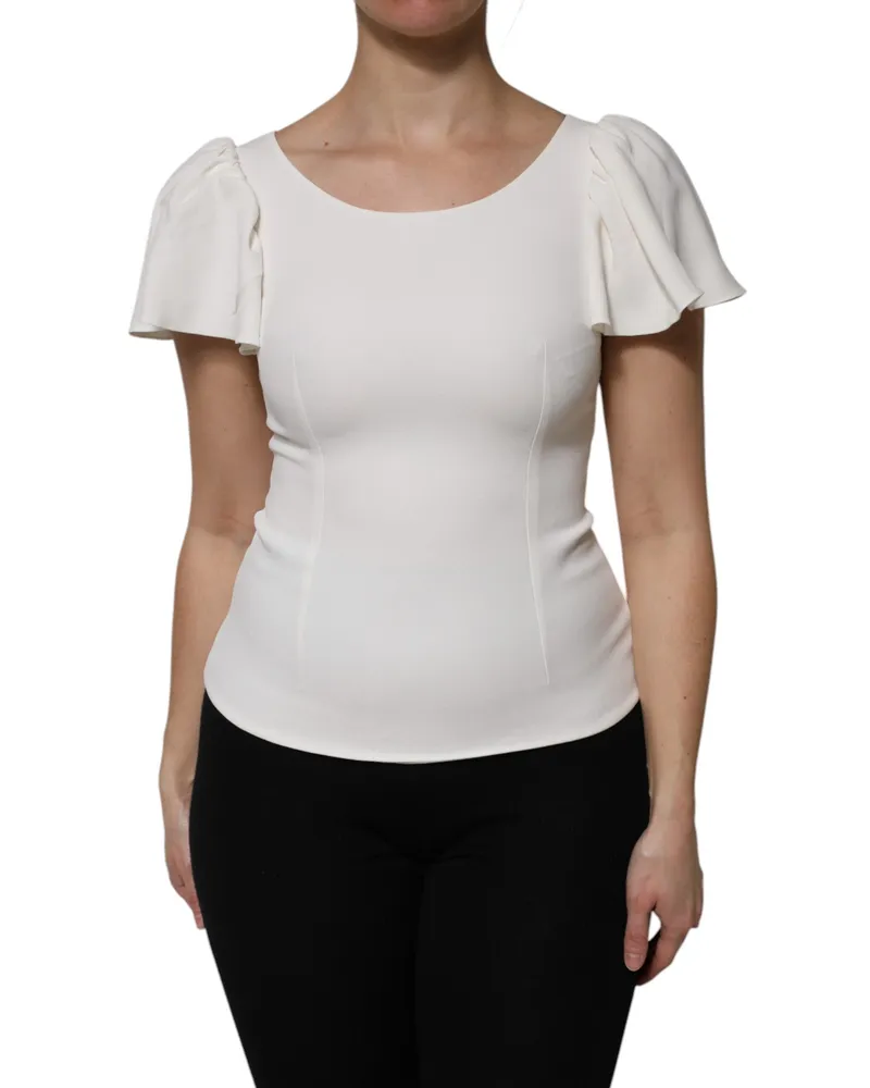 Dolce & Gabbana Women's White Viscose Round Neck Short Sleeves Top Acetate Elastane White