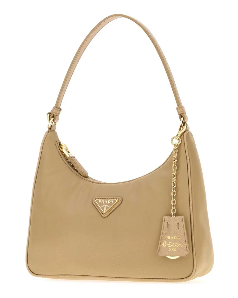 Prada Women's Beige Re-Nylon  Re-Edition 2005 Shoulder Bag Cammello 1 + Oro Beauty Perfumes Beige