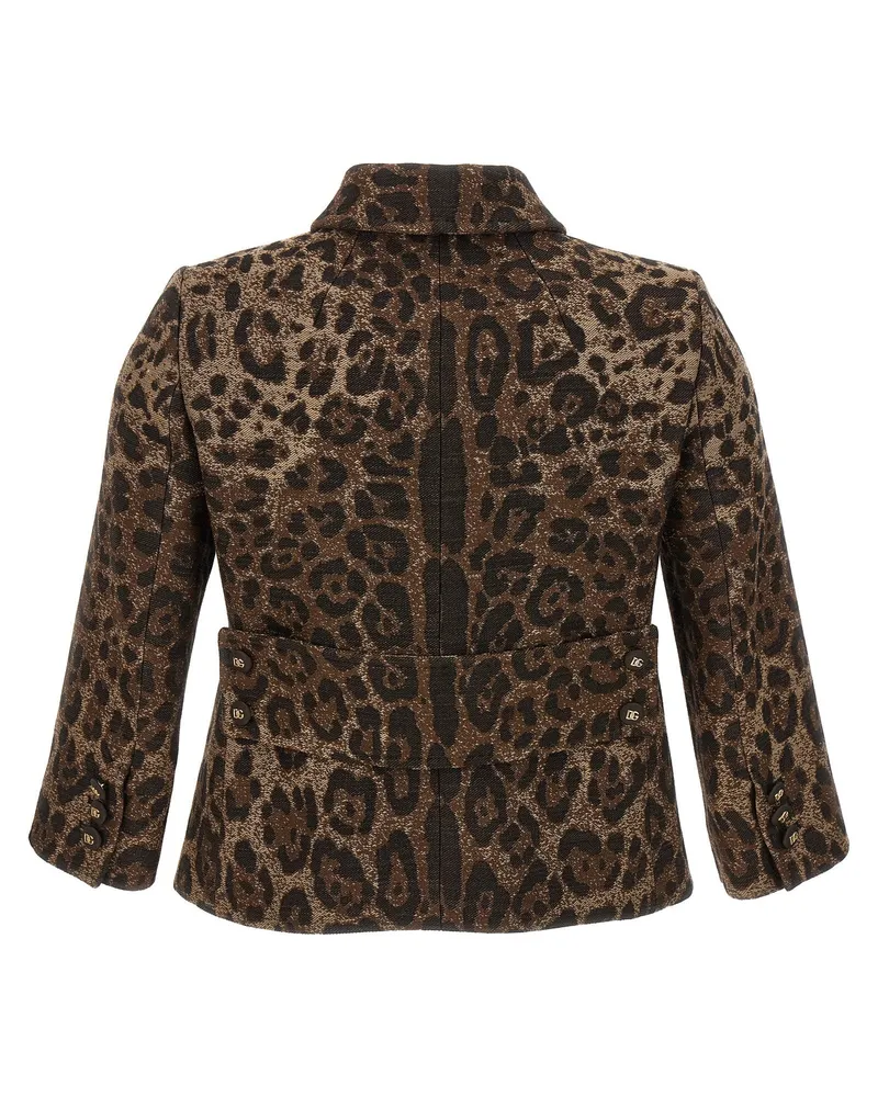 Dolce & Gabbana Leopard Jacquard Wool Blazer — Brown Brown