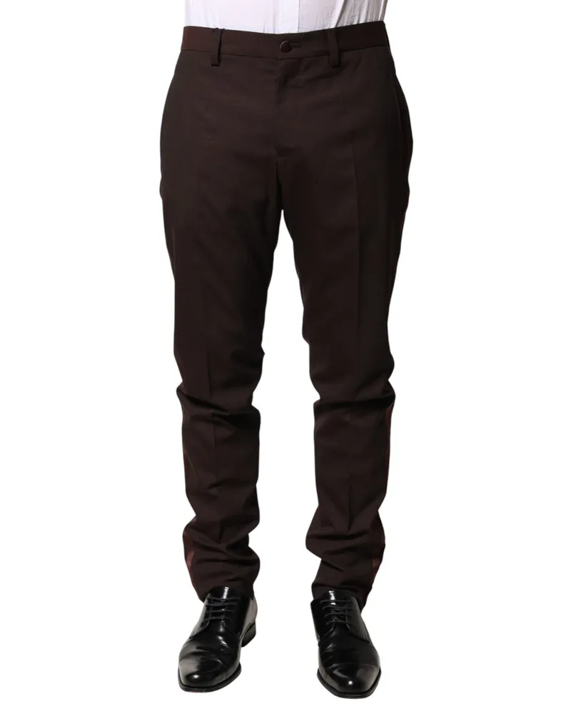 Dolce & Gabbana Men Formal Wool-Blend Trousers Brown Brown