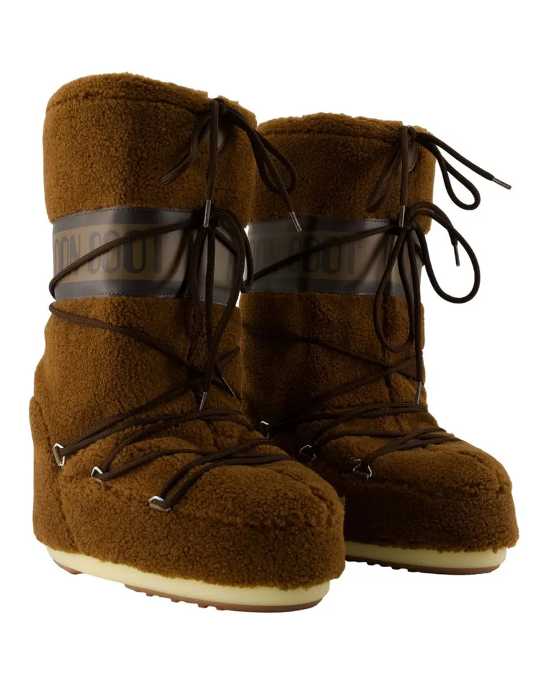 Moon Boot Women's Icon Fleece Boots - Moon Synthetic Brown Shoes Brown