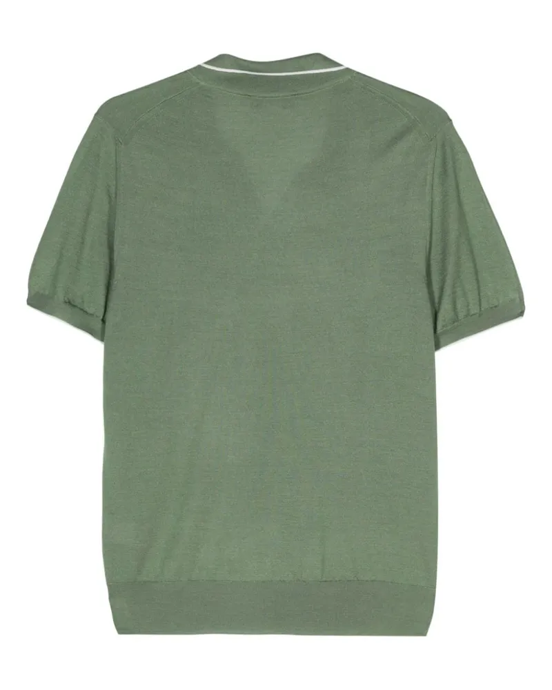 Fedeli Men's Wave Fine-Knit Polo Shirt Ss24 M Olive