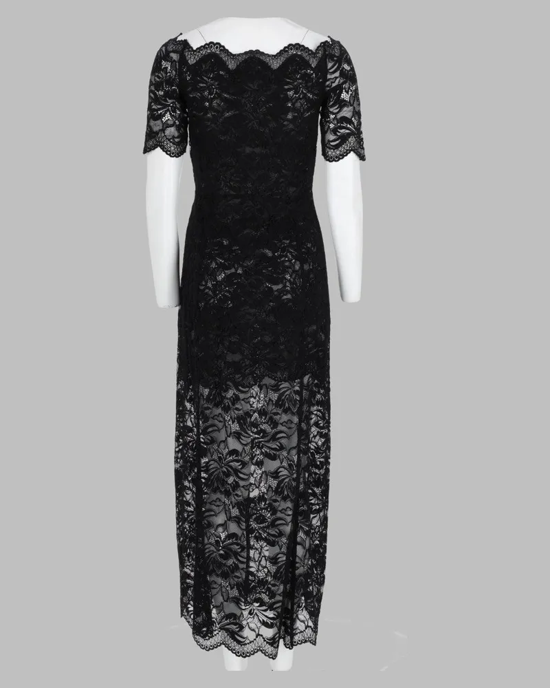 Paco Rabanne Lace Midi Dress — Black Black