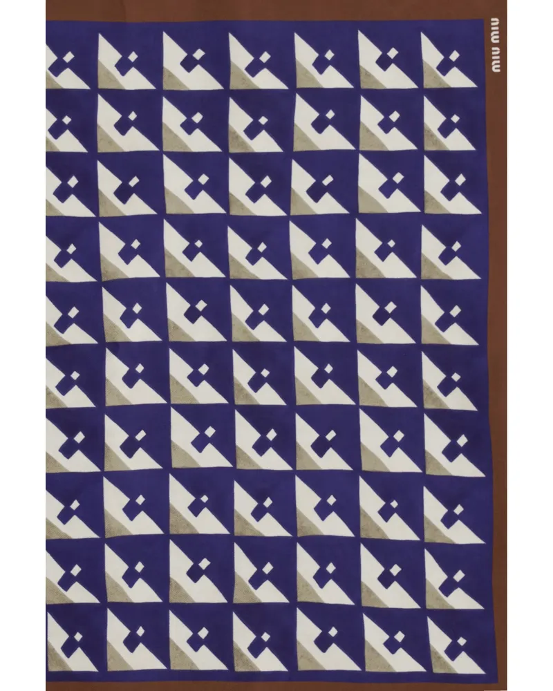 Miu Miu Women's Scarf Geometric Print Silk Tobacco-Ink Tobacco/ink Scarfs Brown
