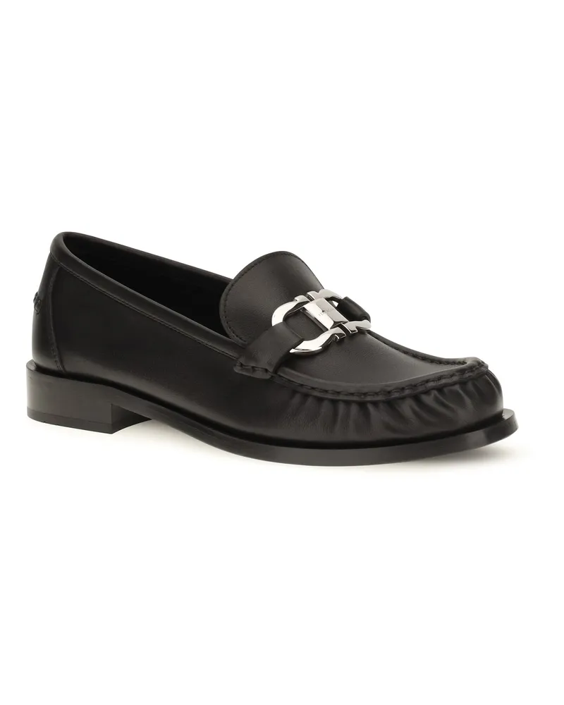 Ferragamo Women's Leather Loafers Black Calf Bos Taurus Black