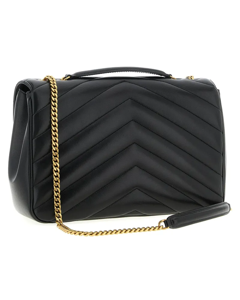 Saint Laurent Loulou Lambskin Leather Shoulder Bag — Black Black