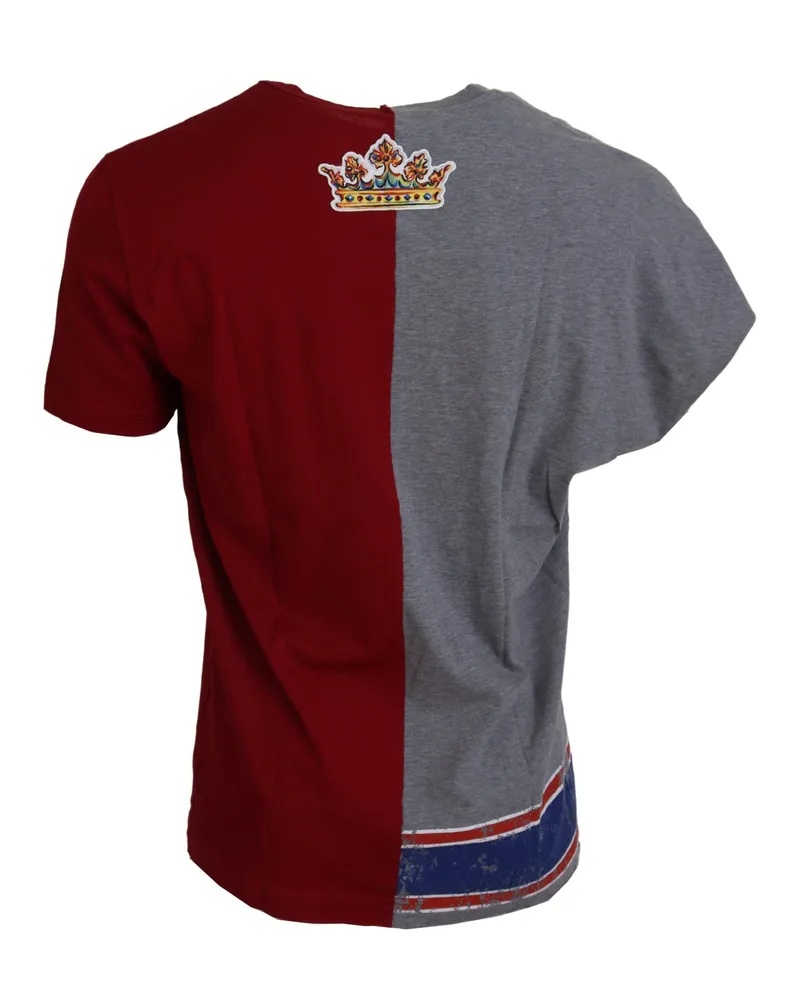 Dolce & Gabbana Men's Red Gray Two Model Dg Angel Crewneck T-Shirt Cotton Red