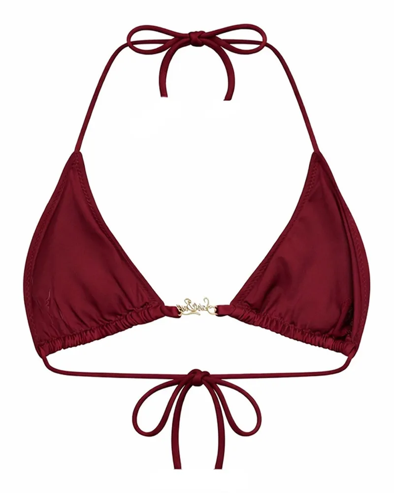 MC2 Saint Barth Women's Triangle Bikini Top Leah Plate Bordeaux Lycra Polyamide Swimwear Sea Clothing Bordeaux