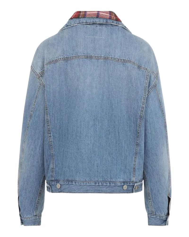Maison Margiela Denim with Plaid Collar Jacket — Blue Blue