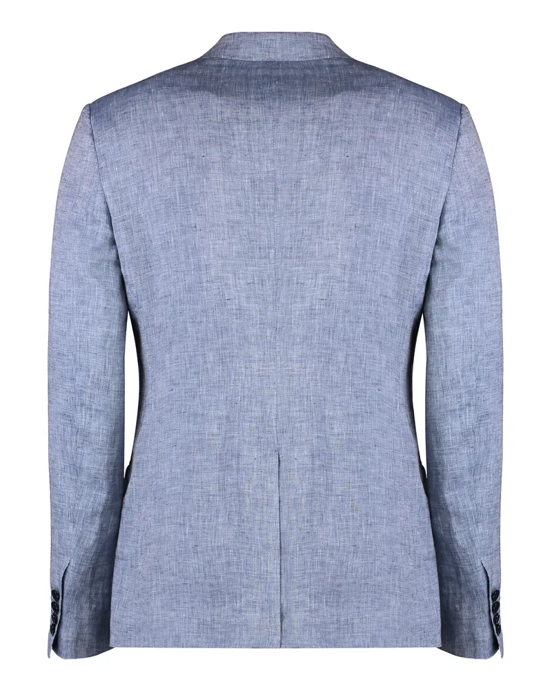 Dolce & Gabbana Men's Double-Breasted Linen Jacket Blue Suit & Dinner Blue