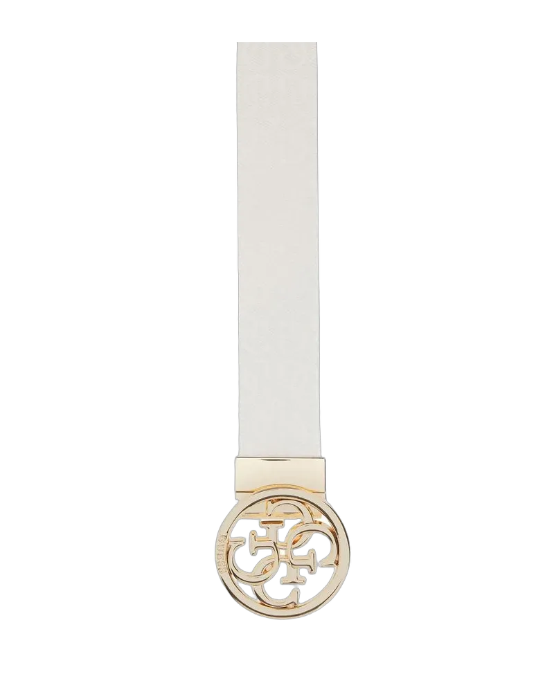 Guess Women Belt Off White-Light Beig Polyester Accessories Beige