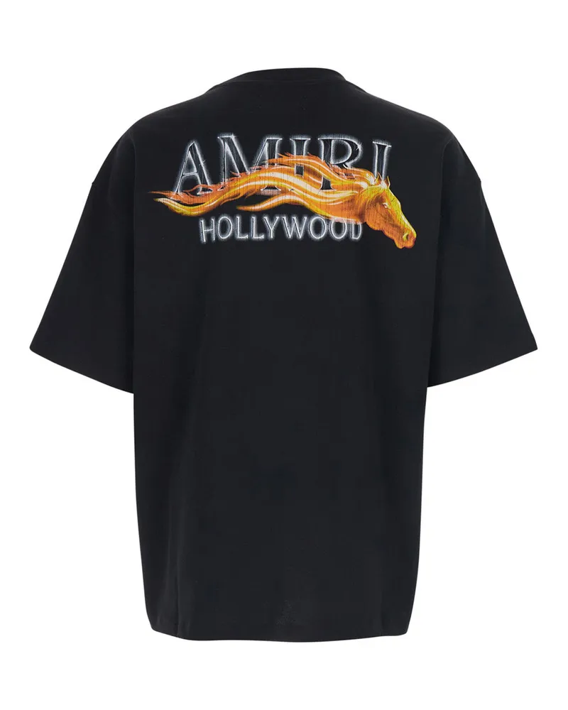 Amiri Men's T-Shirt Black Logo Print Cotton T-Shirts And Polos Black