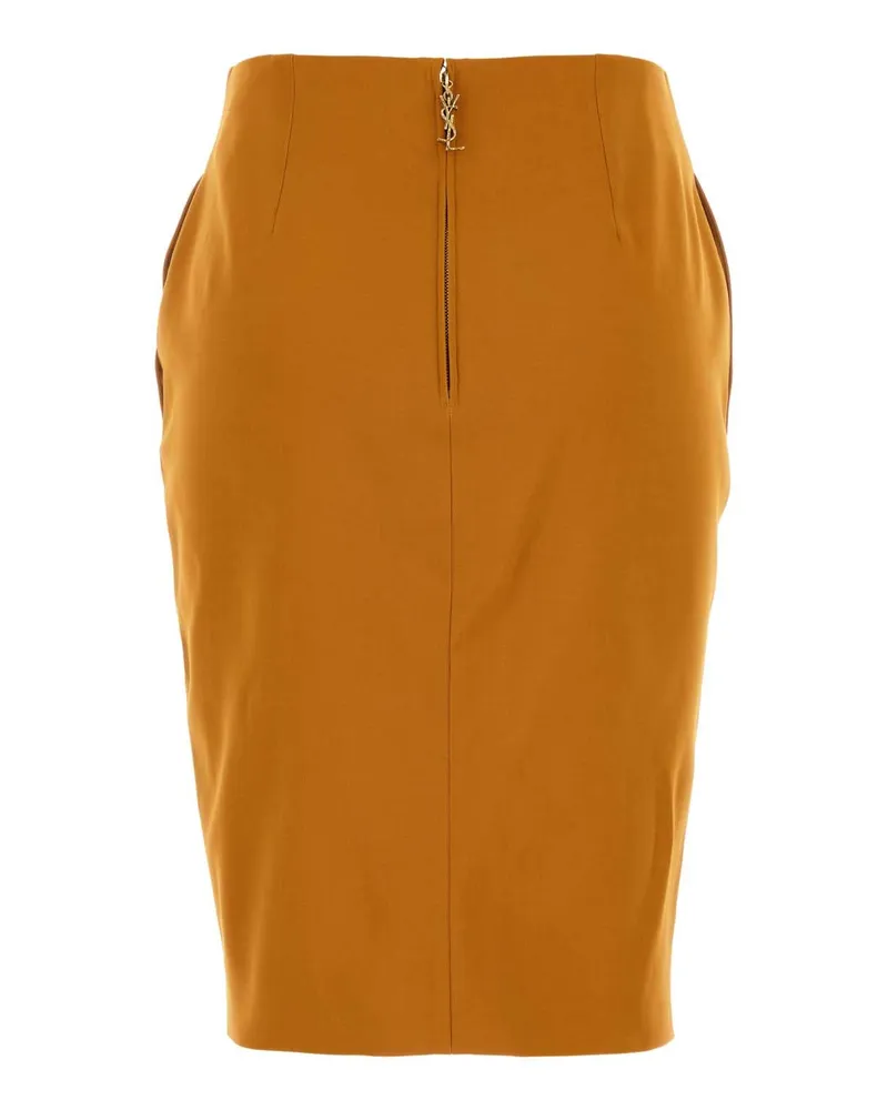 Saint Laurent Women's Pastel Orange Stretch Viscose Blend Skirt Ocre Gonne Orange