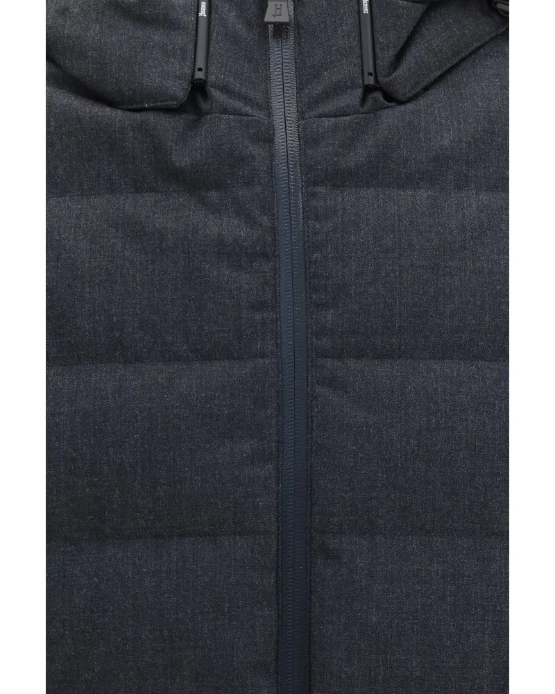 Herno Long Padded Hooded Down Jacket — Gray Gray