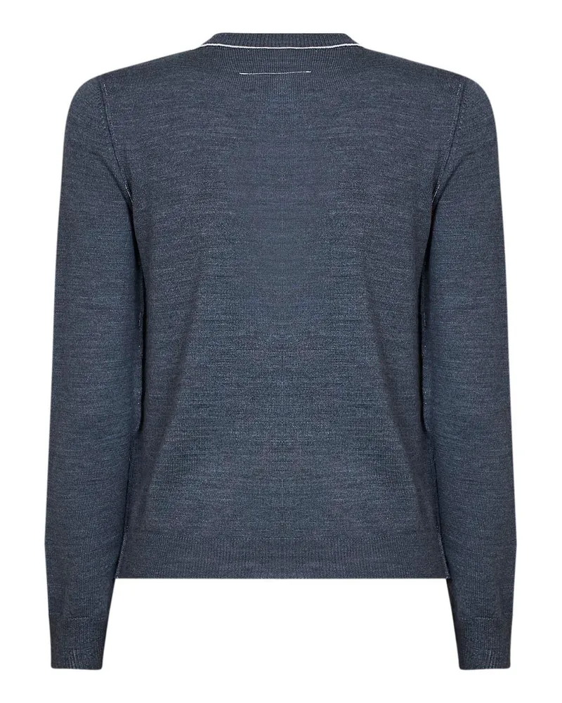 Maison Margiela Women Cardigan Melange Grey Wool Blend Virgin Cardigans Sweater Gray