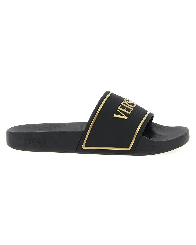 Versace Men's Black Polyurethane Slides Shoe Black