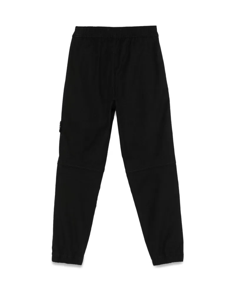 Stone Island Cotton-Blend Loose Trousers — Black Black