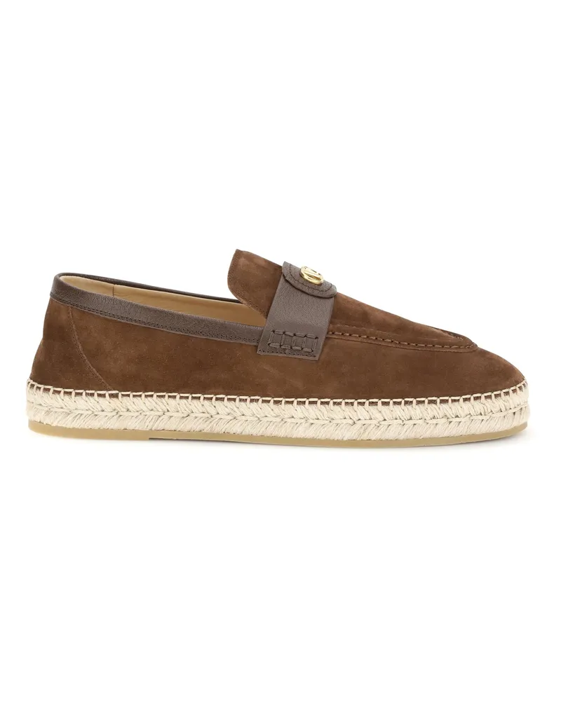 Valentino Garavani Men's Suede Espadrilles Bark Brown Flat Shoes Bark
