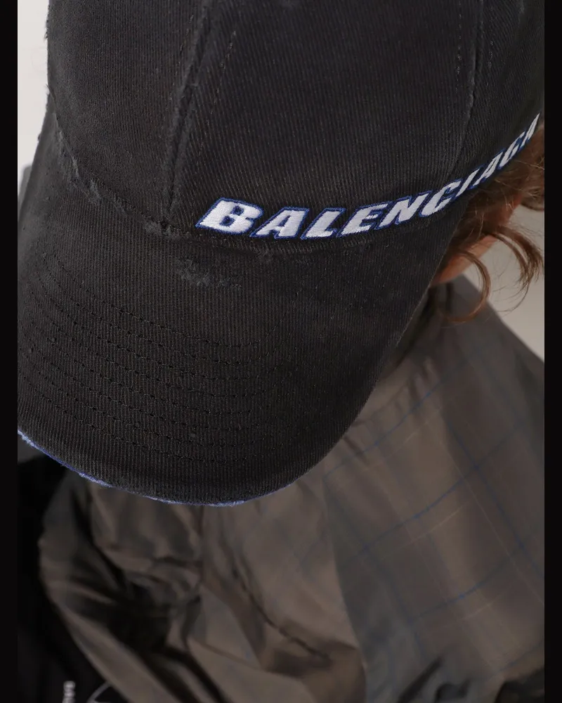 Balenciaga Men Baseball Hat Cotton Black Black