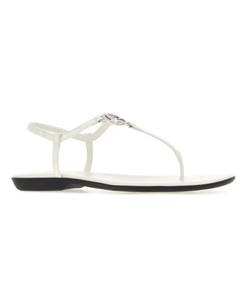 Gucci Women's White Leather Sandals Whitebamboowhbamb Lamb Sandali White