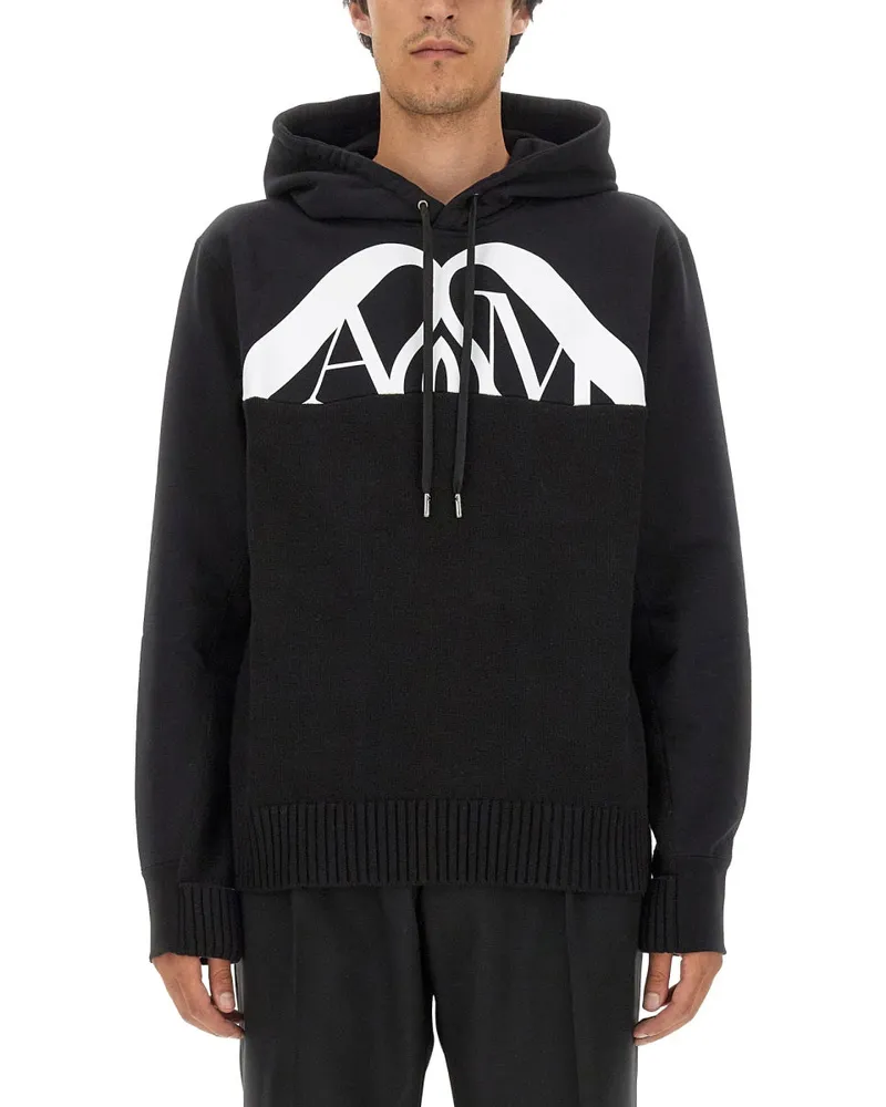 Alexander McQueen Logo Cotton Sweatshirt — Black Black