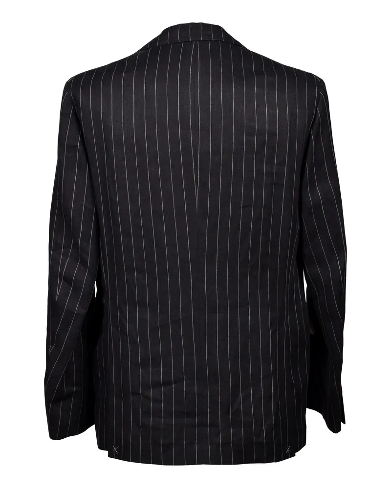 Brunello Cucinelli Linen Pinstripe Blazer — Black Black