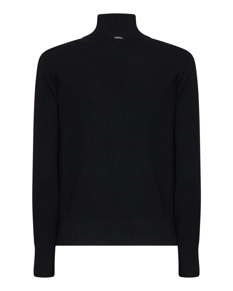 Herno Carded Wool Wrap-Front Sweater — Black Black