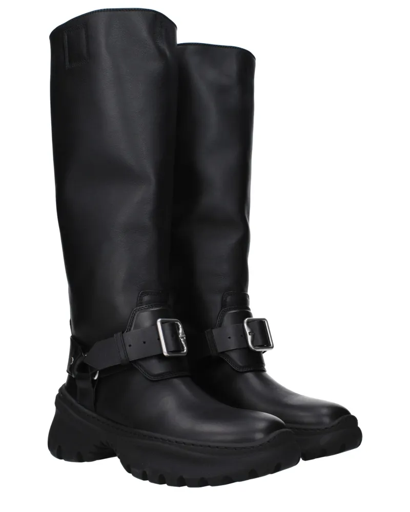 Burberry Women's Black Leather Boots Black