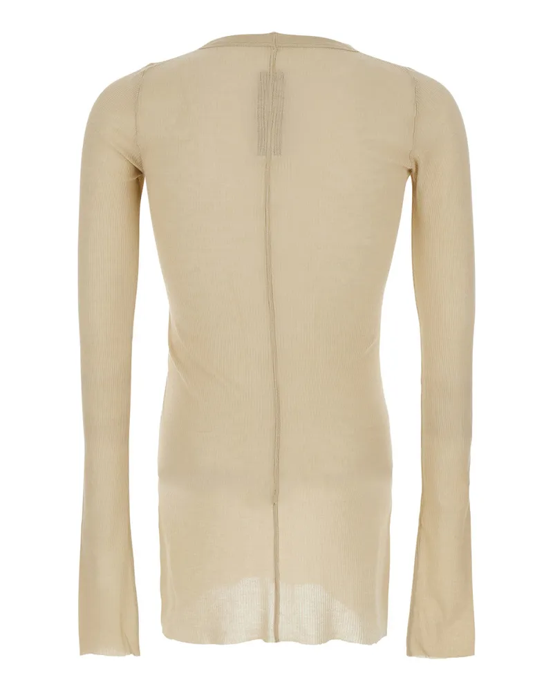 Rick Owens Men's T-Shirt Round Neck Beige Viscose-Silk T-Shirts And Polos Beige