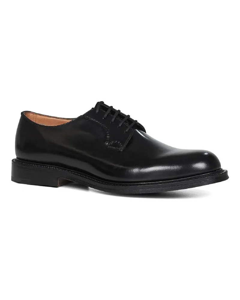 Church's Men's Derby Shoes Shannon Leather Black Calfskin Lace-Up Flat Black