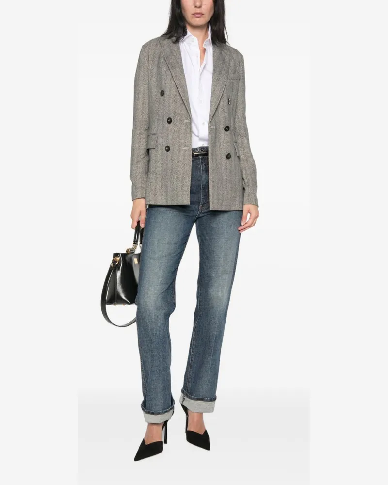 CIRCOLO 1901 Herringbone Cotton Double-Breasted Blazer — grey Grey