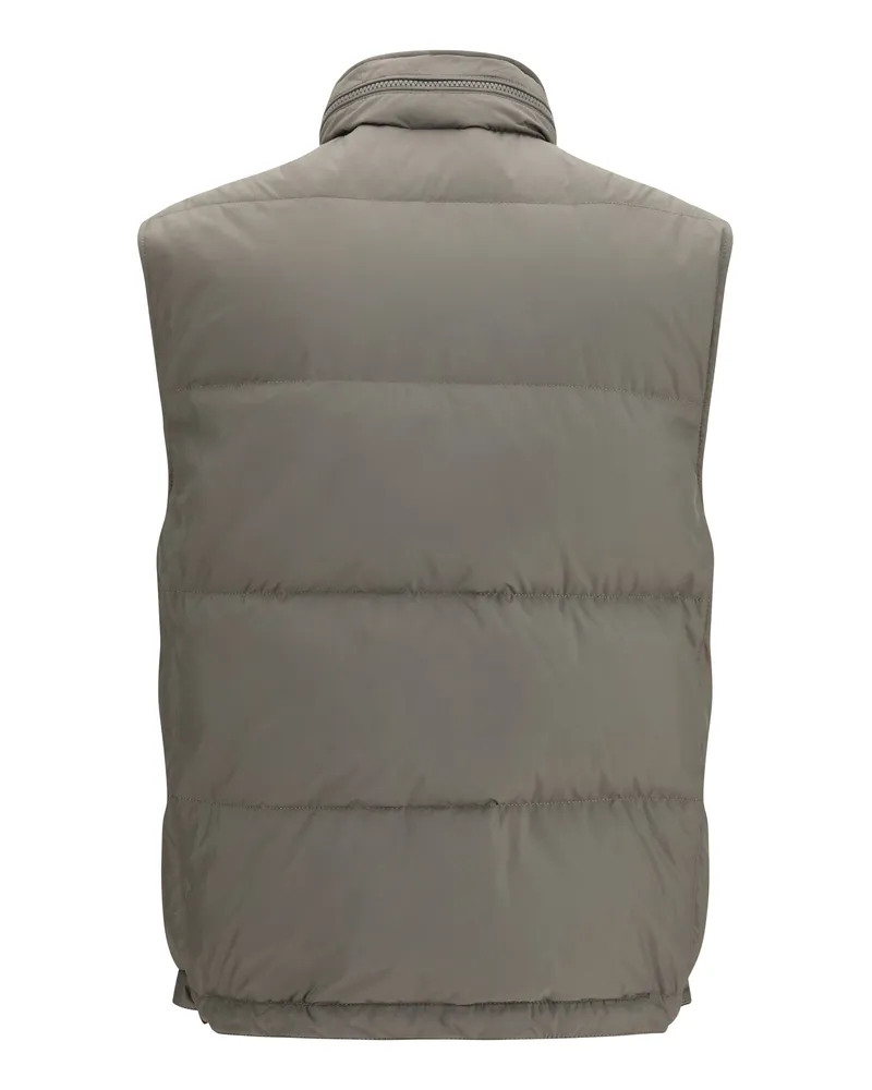 Brunello Cucinelli Men's Sleeveless Padded Gilet Army Washed+panama Polyester Blazers E Vests Gray